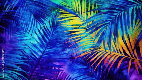 Tropical Leaves with Vibrant Vivid Color Style Backdrop