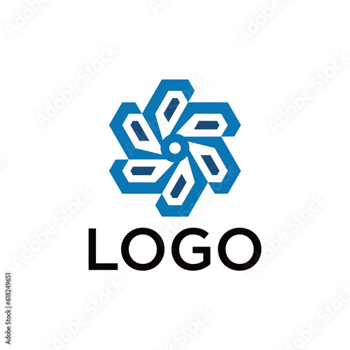 Propeller logo with geometric and flat design concept for brand identity