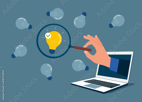 light bulb. Validate Your Idea. Find a problem. Vector illustration.