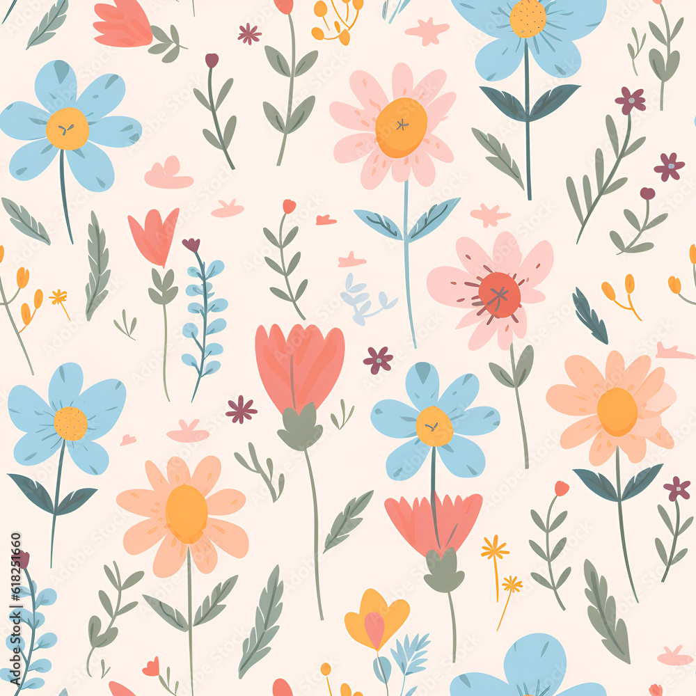 seamless pattern with flowers,leaf,decoration,AI generated seamless pattern with flowers,leaf,decoration,AI generated
