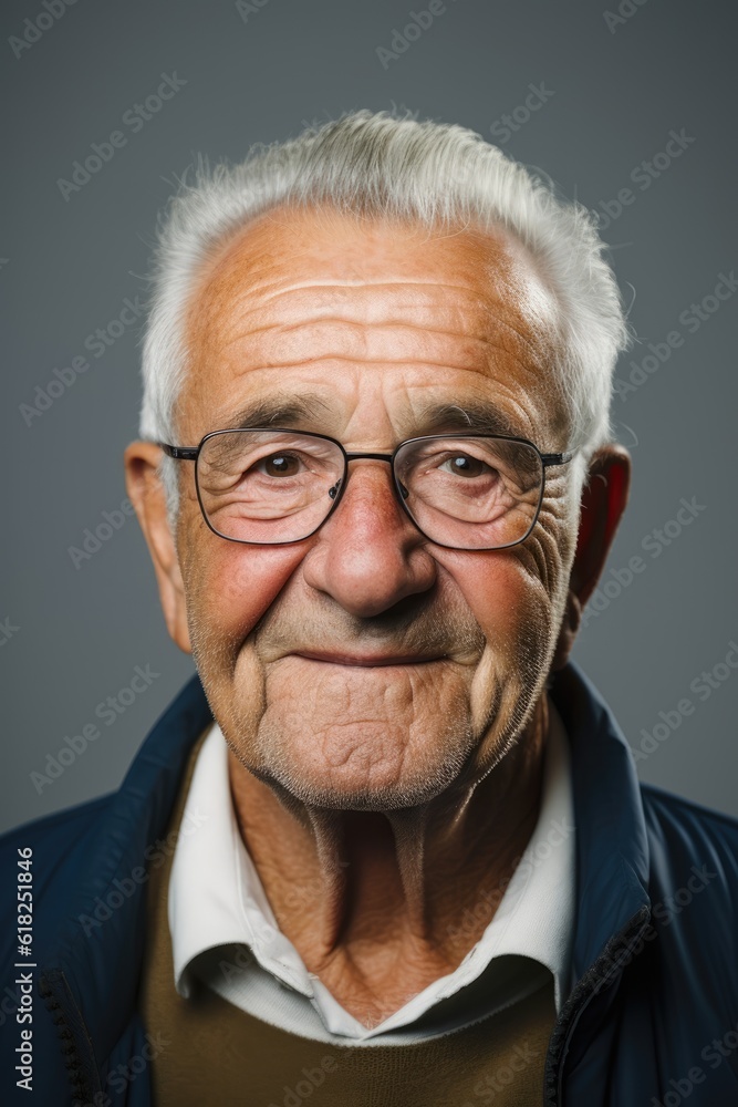 headshot of an Old man looking at the camera on gray background headshot of an Old man looking at the camera on gray background