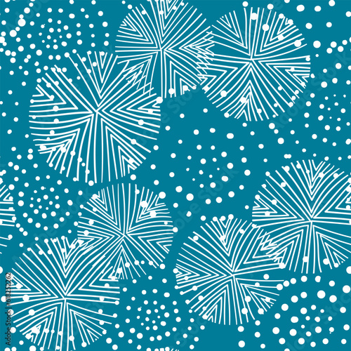 Seamless floral pattern based on traditional folk art ornaments. Colorful flowers on color background. Scandinavian style. Sweden nordic style. Vector illustration. Simple minimalistic pattern