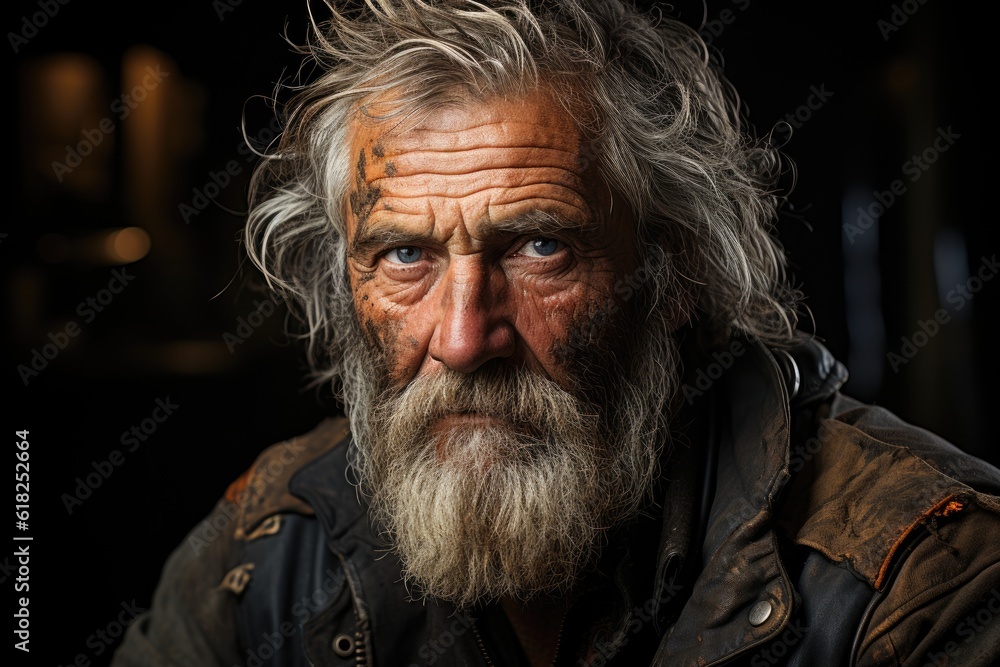 Lifetime Of Adventures - A Compelling Portrait Of An Elderly Motorcyclist And His Vintage Motorcycle. Generative AI Lifetime Of Adventures - A Compelling Portrait Of An Elderly Motorcyclist And His Vintage Motorcycle. Generative AI