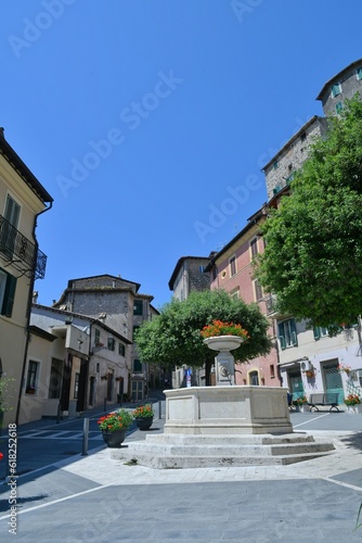 Fototapeta Naklejka Na Ścianę i Meble -  The town square of Olevano Romano, a medieval village in Rome province, Italy.