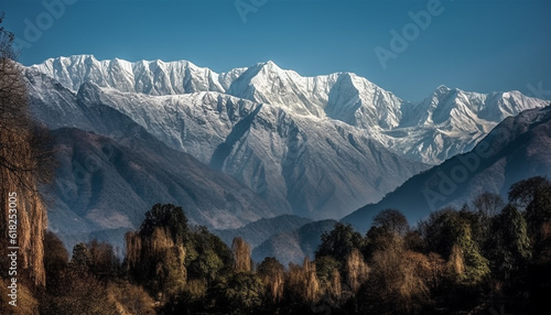 Majestic mountain peak, tranquil meadow, serene forest generated by AI © Gstudio