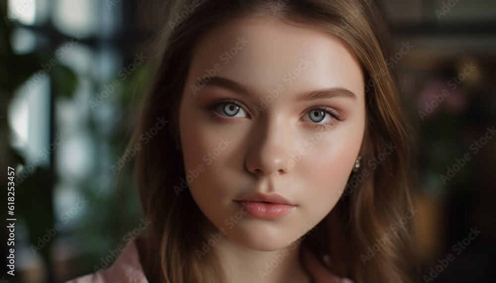 Beautiful young woman exudes confidence and sensuality generated by AI Beautiful young woman exudes confidence and sensuality generated by AI