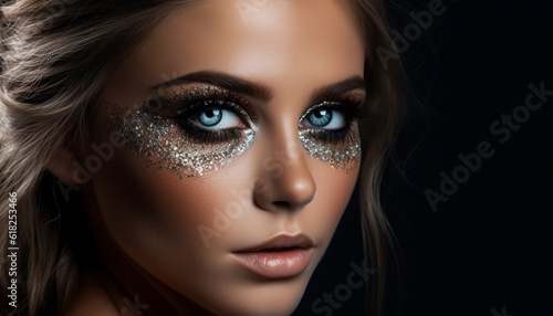 Wallpaper Mural Beautiful young woman with shiny, long blond hair generated by AI Torontodigital.ca