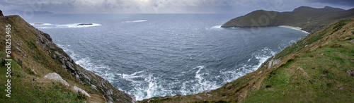 Westcoast Ireland. Rouch coastline. Ocean. Panorama. Waves. Keel.