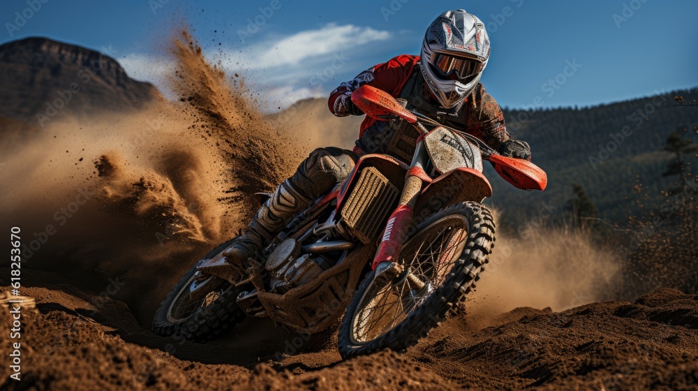 Straight Speed - A Dynamic Action Shot From Behind Of A Motorcycle Racer Speeding Down A Straight Road. Generative AI Straight Speed - A Dynamic Action Shot From Behind Of A Motorcycle Racer Speeding Down A Straight Road. Generative AI