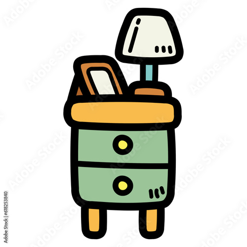 bedside table filled outline icon style
