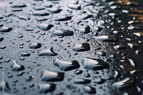 close up rain water drop falling to the ground