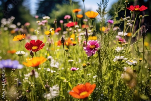 colorful flower meadow in summer