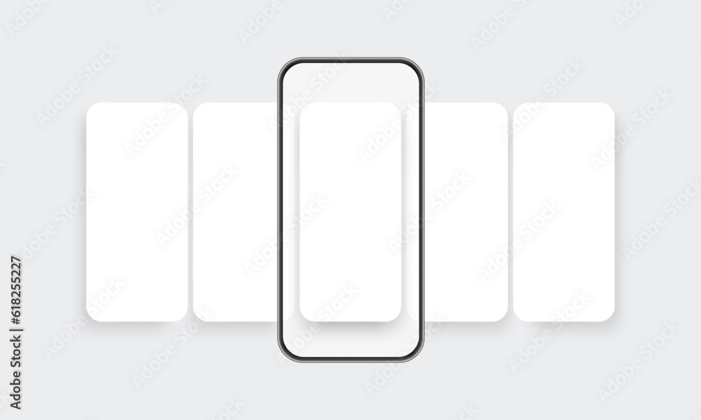 Modern Phone Mockup With Blank App Screens. Mobile Web Design Concept for Responsive Showcase Presentation. Vector Illustration Modern Phone Mockup With Blank App Screens. Mobile Web Design Concept for Responsive Showcase Presentation. Vector Illustration