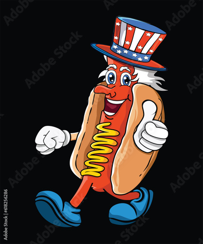 USA Hot Dog Celebrating America And 4th Of July With The American Flag