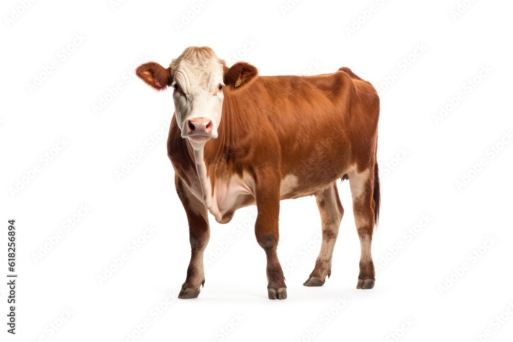 Cow full body white isolated background