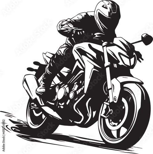 vector motorcycle silhouette rider guy on white background