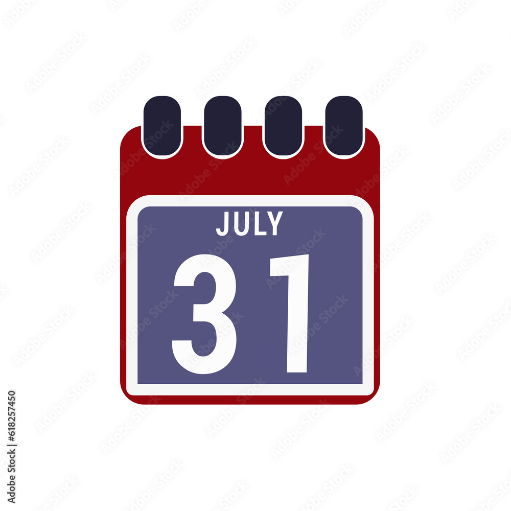 Calendar displaying day 31 (thirty-first) of the July - Day 31 of the month. illustration Calendar displaying day 31 (thirty-first) of the July - Day 31 of the month. illustration
