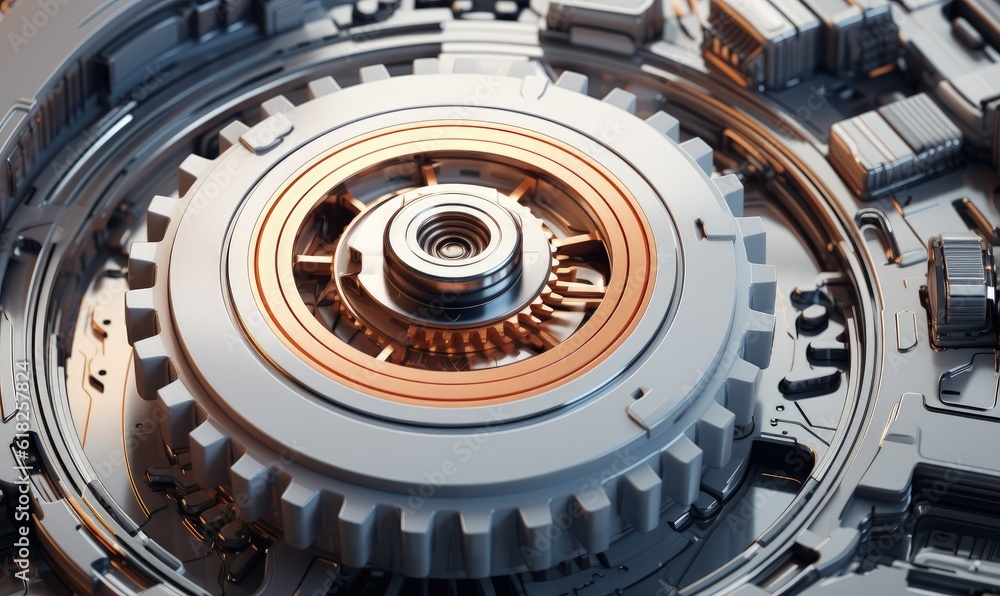 White gears in futuristic style, Generative AI White gears in futuristic style, Generative AI