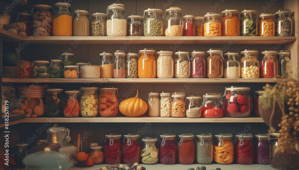Preserved vegetables in jars, a healthy choice generated by AI