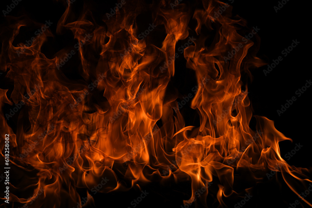 Fire flame. Burn lights on a black background. Fire flame. Burn lights on a black background.