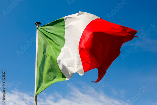 National flag of Italy in the wind
