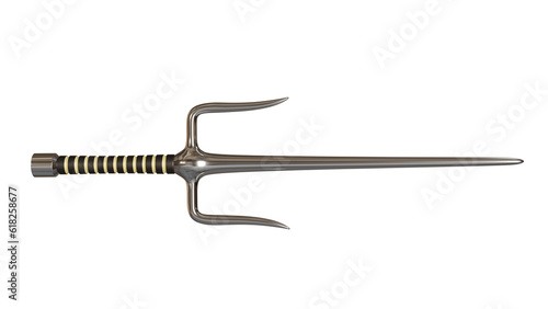 Sai weapon isolated on white and transparent background. Weapon concept. 3D render photo