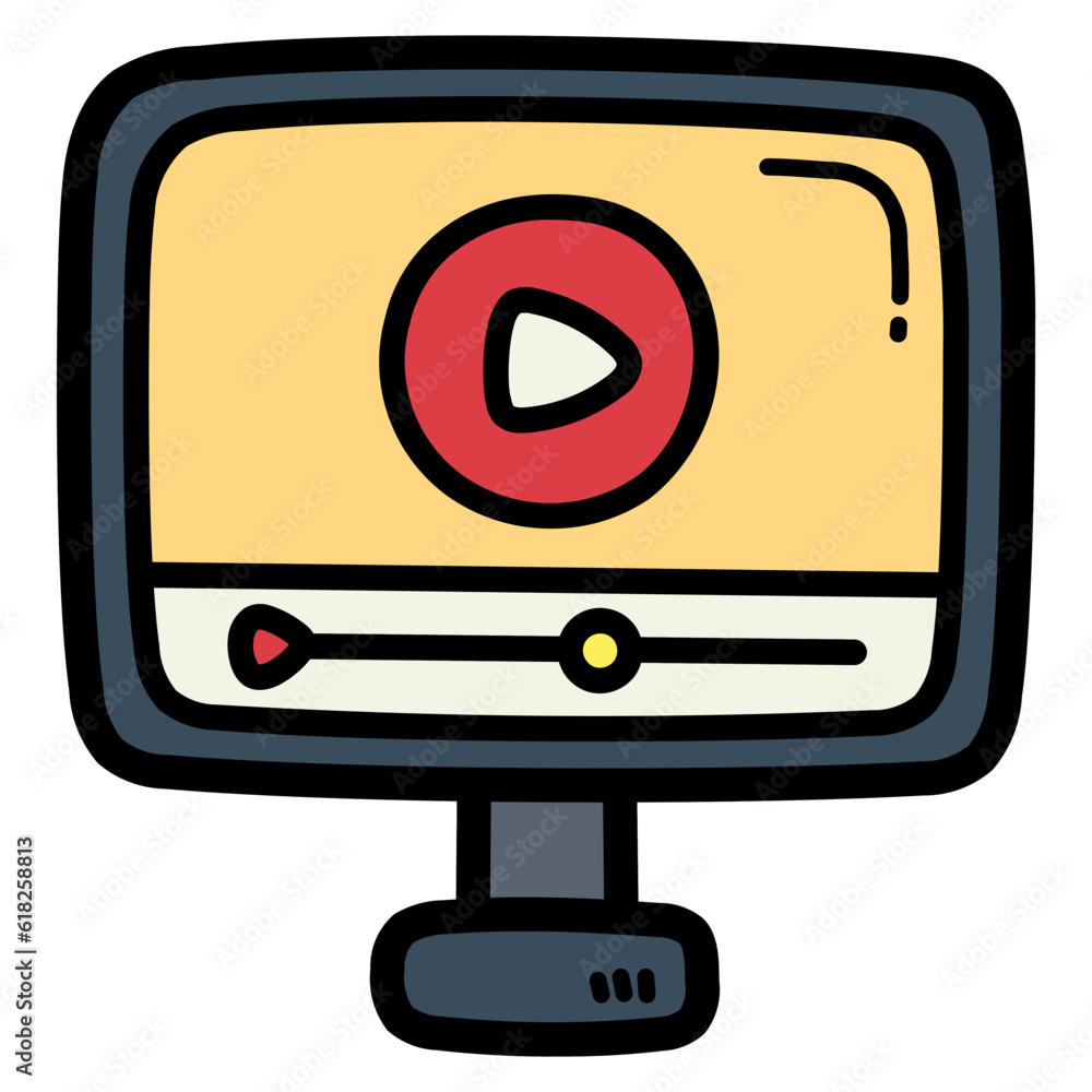 video player filled outline icon style video player filled outline icon style