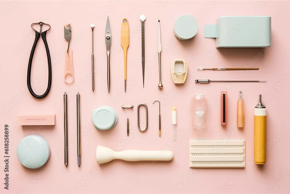 dentist equipment flat lay AI Generated dentist equipment flat lay AI Generated
