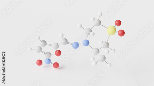 nifurtimox molecule 3d, molecular structure, ball and stick model, structural chemical formula antiprotozoals