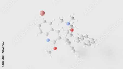 bedaquiline molecule 3d, molecular structure, ball and stick model, structural chemical formula antituberculosis agents