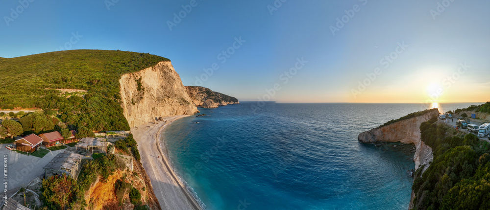 Porto Katsiki beach on the island of Lefkada in Greece - Sunset