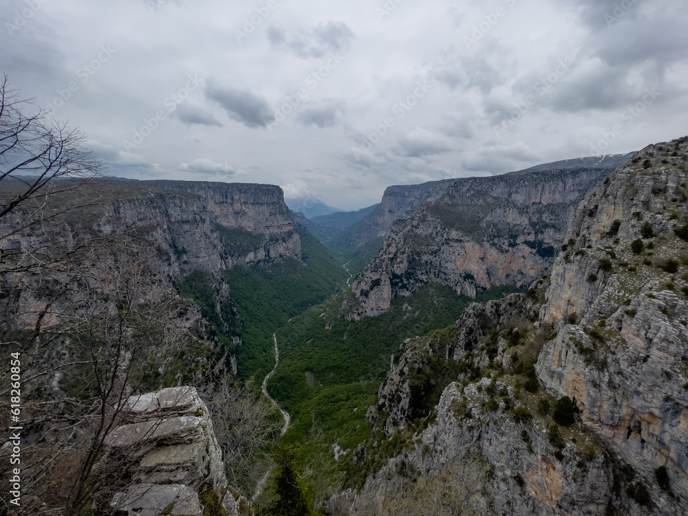 View of the Vikos Gorge, the deepest gorge in Europe, Epirus, Greece View of the Vikos Gorge, the deepest gorge in Europe, Epirus, Greece