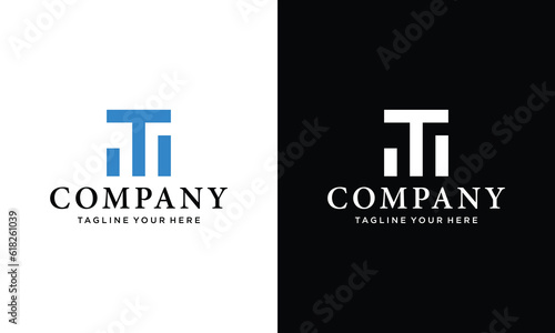 Letter T financial logo designs on a black and white background.