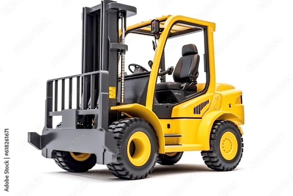 photorealism of Yellow forklift for use in a warehouse, pivotal for logistics,ai generater. photorealism of Yellow forklift for use in a warehouse, pivotal for logistics,ai generater.