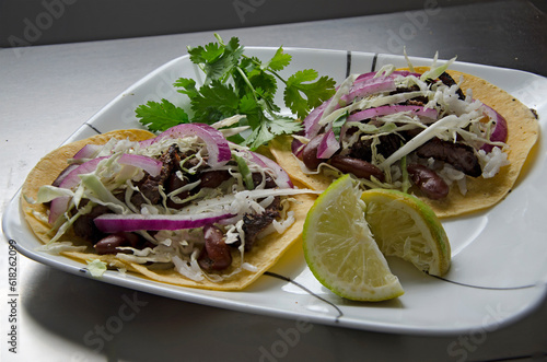 Open Grilled Beef Fajitas with fresh Salsa, Up Close Perspective - 2