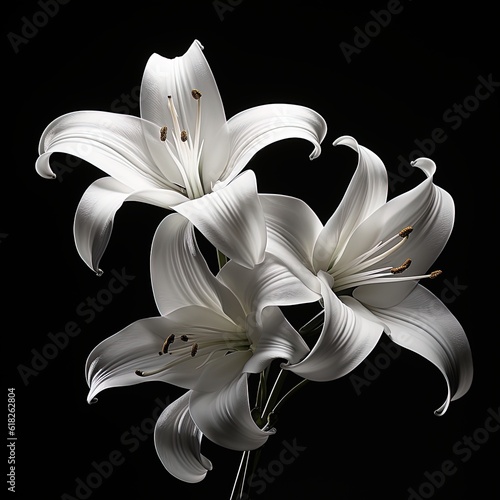 abstract lily, black and white illustration. Generative AI