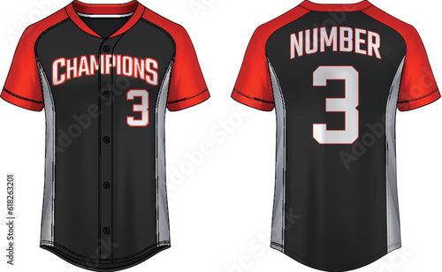 Baseball t-shirt design template, Sport jersey mockup. uniform front and back view.	