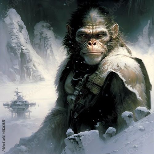 Fotografie, Obraz paint an adult monkey on the cover of the empire strikes back