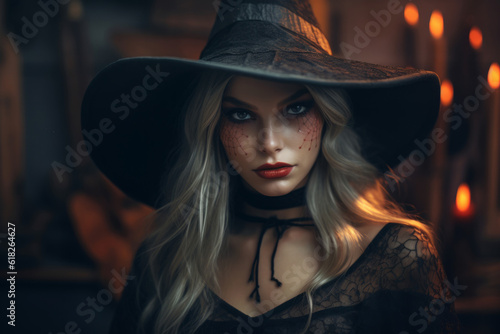 Portrait of a halloween wicked witch. Generative ai