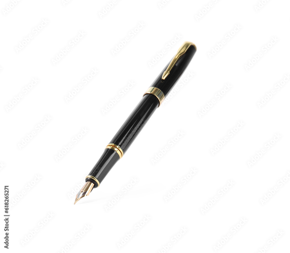 Stylish black fountain pen isolated on white Stylish black fountain pen isolated on white