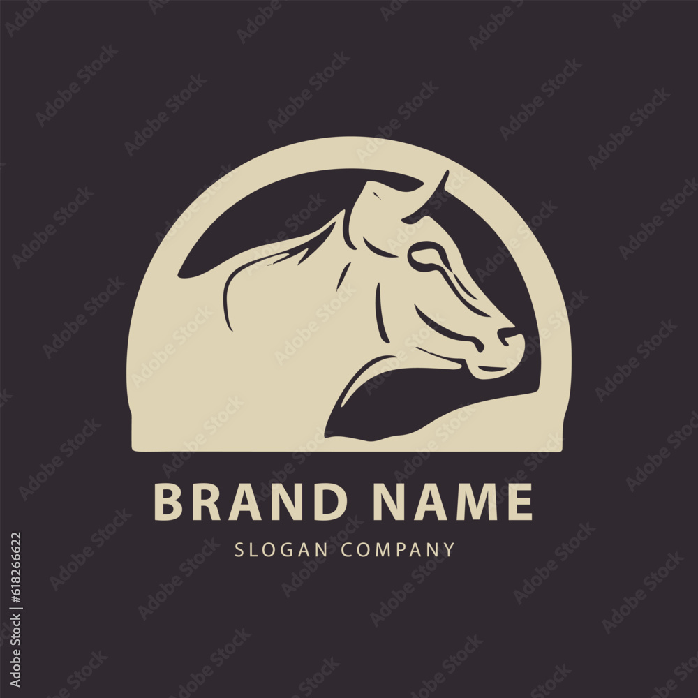 Bull logo. Premium logo for steakhouse, steakhouse or butchery. Abstract stylized cow or bull head with horn symbol. Creative steak, meat or milk icon symbol. Bull logo. Premium logo for steakhouse, steakhouse or butchery. Abstract stylized cow or bull head with horn symbol. Creative steak, meat or milk icon symbol.