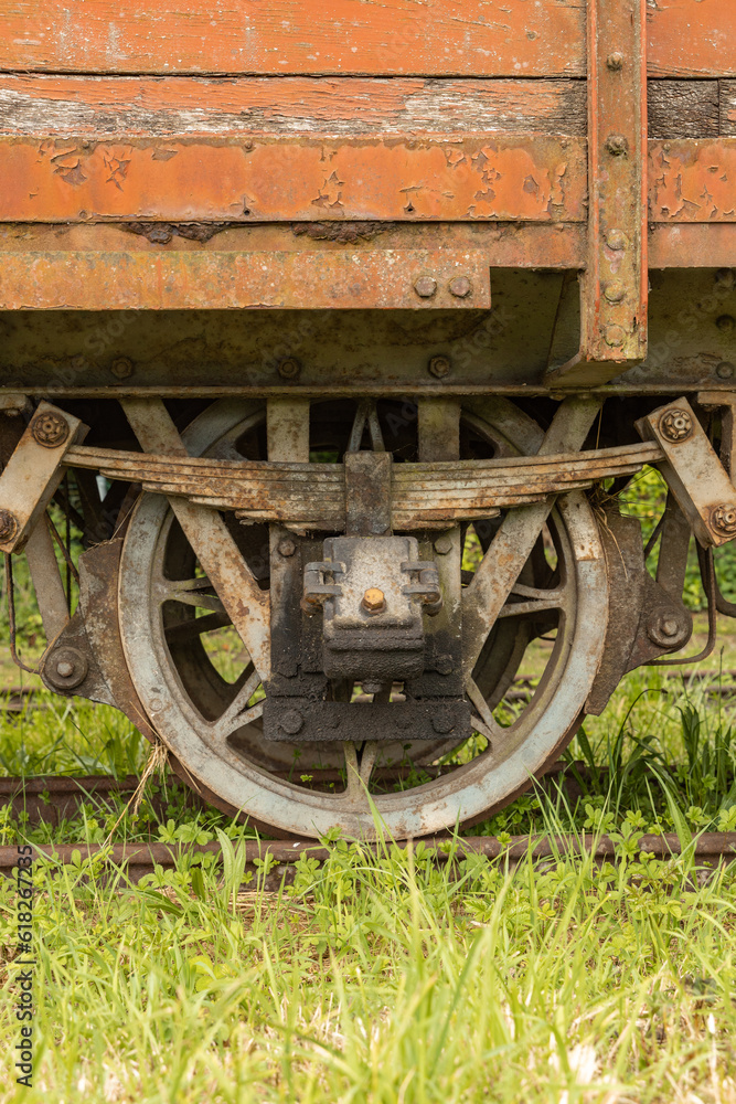 close up of an old trainwagon in brown color close up of an old trainwagon in brown color