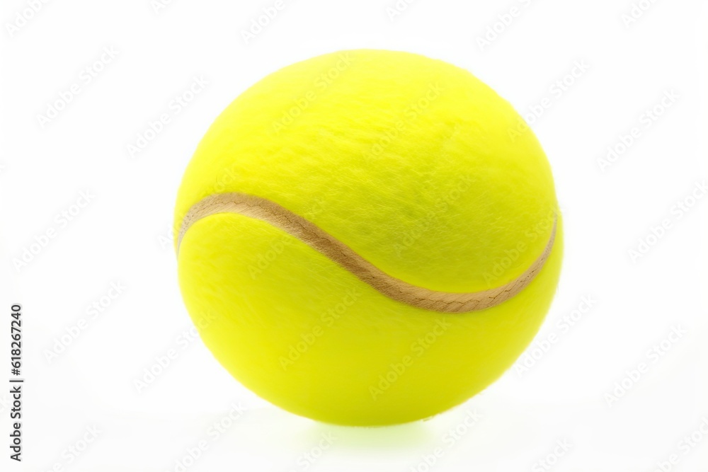 A close up of a tennis ball on a white background created with Generative AI technology