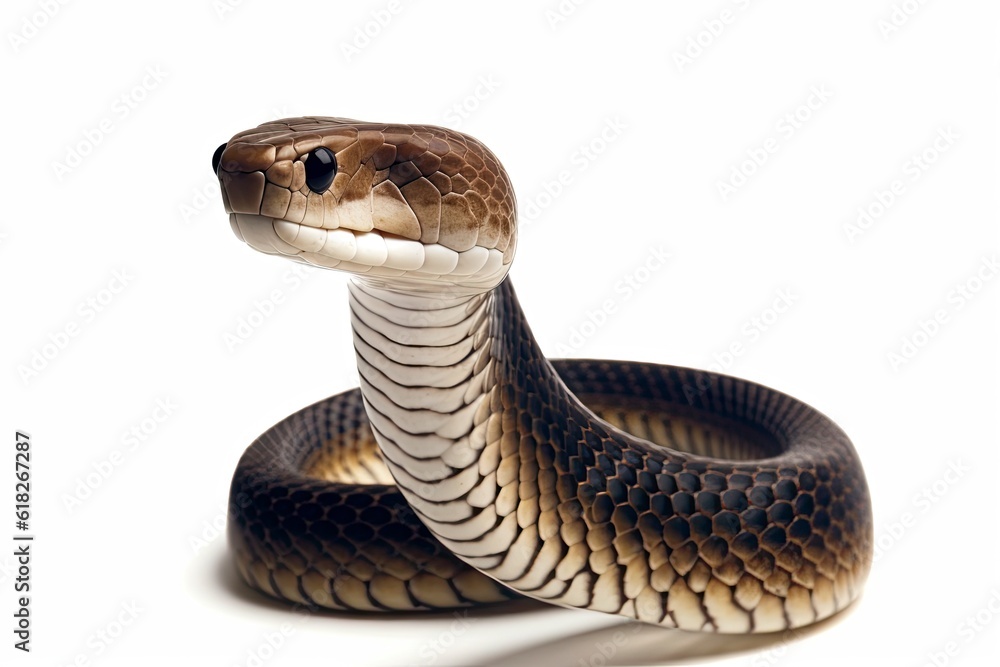Fototapeta premium A close up of a snake on a white background created with Generative AI technology