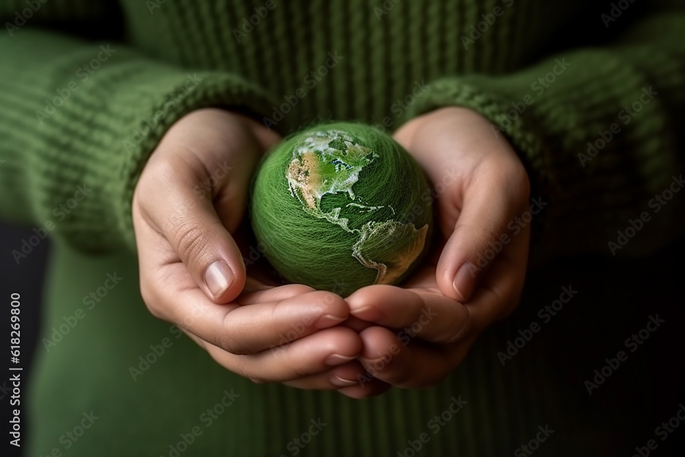 Green Earth Planet on Volunteer's Hands - World Environment Day Concept - Created with Generative AI Tools Green Earth Planet on Volunteer's Hands - World Environment Day Concept - Created with Generative AI Tools