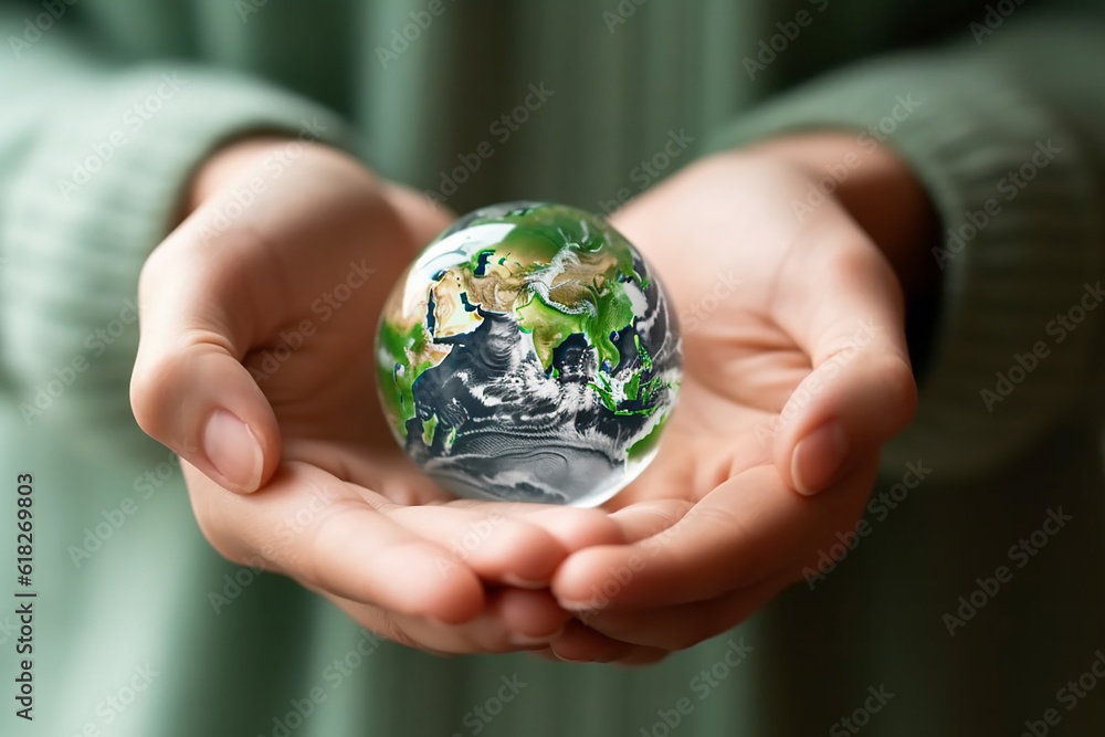 Green Earth Planet on Volunteer's Hands - World Environment Day Concept - Created with Generative AI Tools Green Earth Planet on Volunteer's Hands - World Environment Day Concept - Created with Generative AI Tools