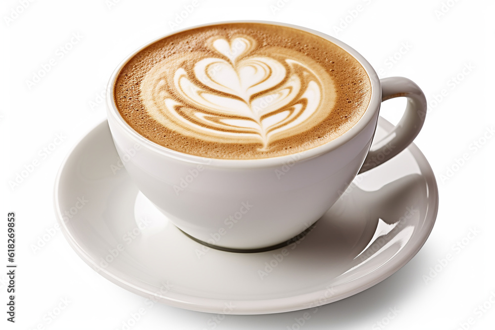 Latte with Heart Design - Clipping Path Included - Created with Generative AI Tools Latte with Heart Design - Clipping Path Included - Created with Generative AI Tools