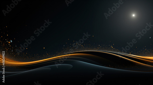 abstracts background with composition of luminescen in black and golden metalic effect