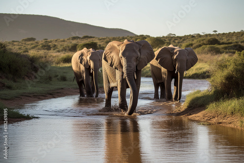 Majestic Elephants in their Natural Habitat - Created with Generative AI Tools