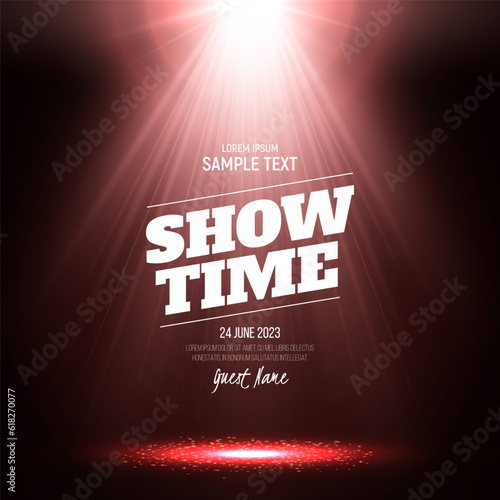 Spotlights. Scene for presentation illuminated by spotlights. Vector illustration.